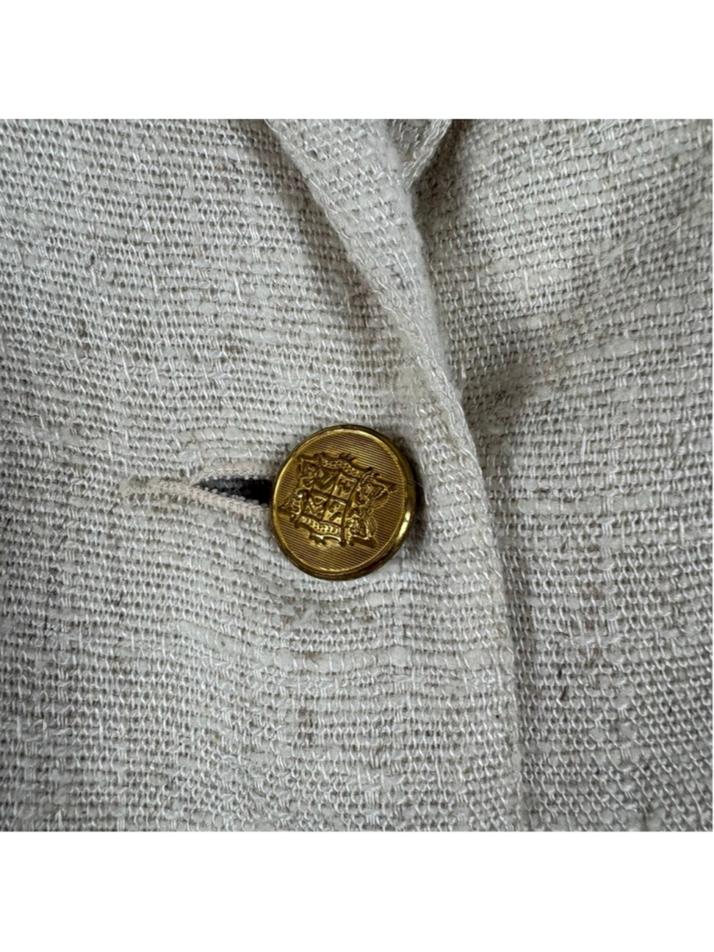 Vintage Rayon Linen Blend Blazer Petite 14 Cream Coastal Grandma - Picture 4 of 14
